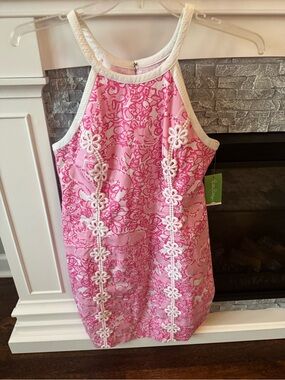NWT Lilly Pulitzer PB Pink Pearl Shift Dress with Floral Motif